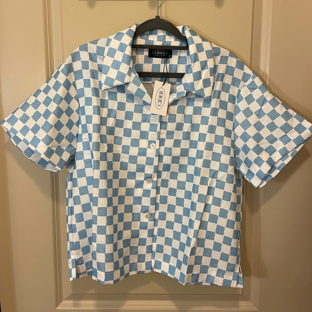 Cider Checkerboard Short Sleeve Button Up